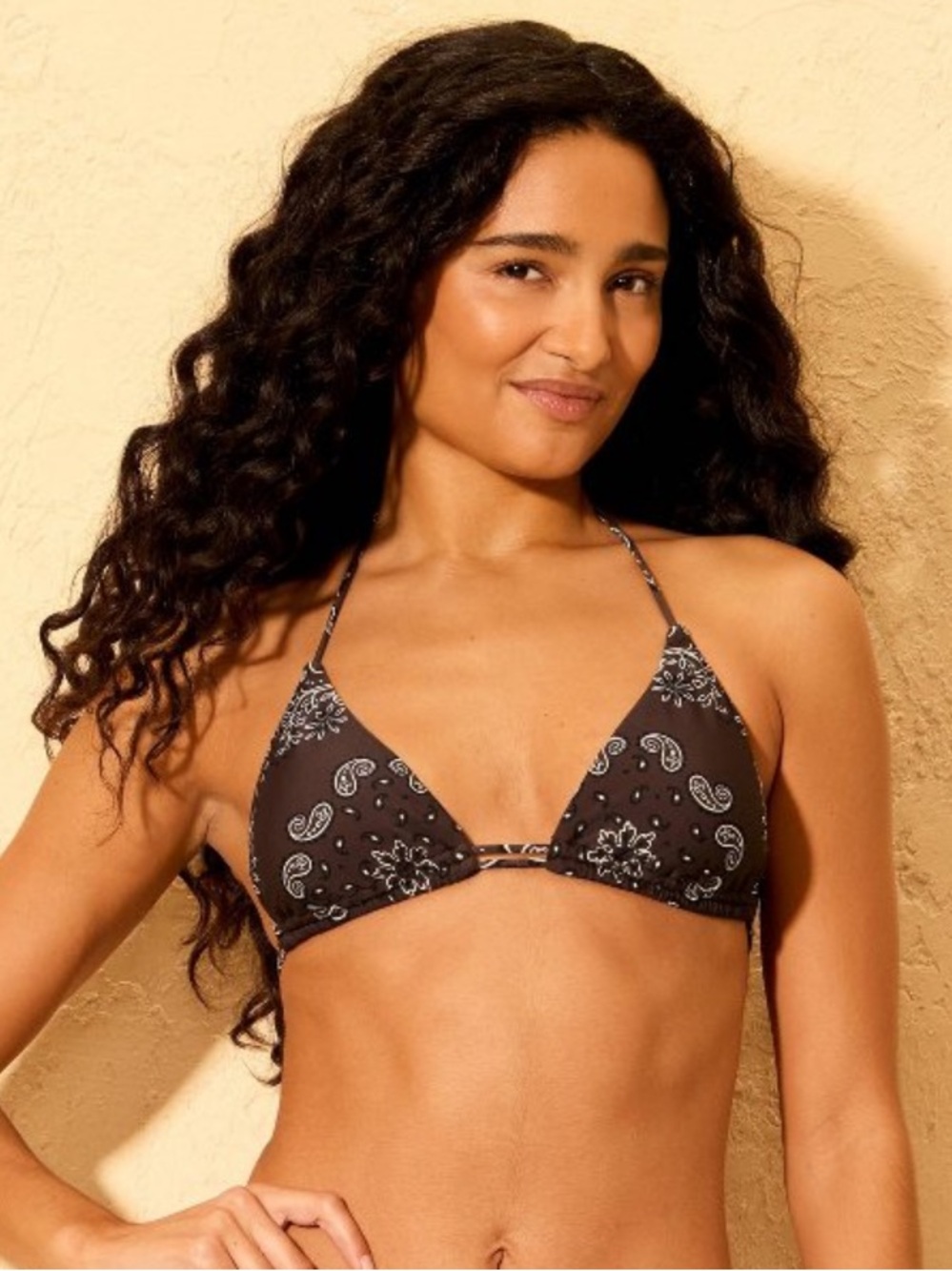 Wild Fable Women's Bandana Print Double Strap Triangle Bikini Top - Brown M